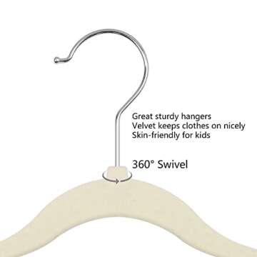 GoodtoU Kids Velvet Hangers Baby Hangers for Closet 20 Pack Non Slip Childrens Infant Hangers Beige