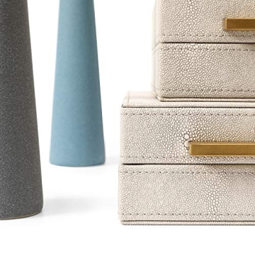 RUNYAO Faux Ivory Shagreen Storage Boxes - 3 Pcs Set