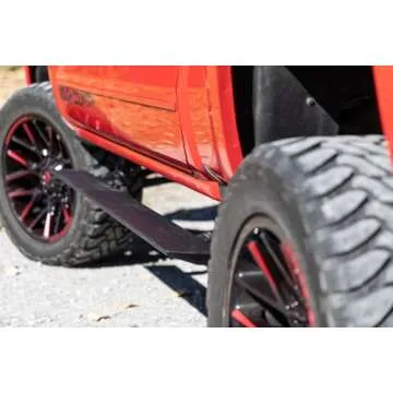 Rough Country Power Running Boards with LED Step Lights for Chevy Silverado/GMC Sierra 1500/2500HD/3500HD, Crew Cab (2014-2018) - Dual Motor Electric Powerstep Board & Retractable Truck Steps