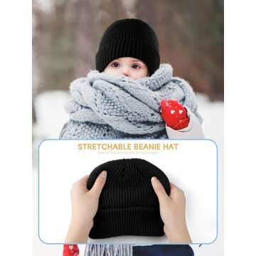 Glooarm 3 Pack Baby Beanie Toddler Boys Girls Beanie Knit Warm Winter Hats Newborn Infant Cuffed Caps, 0-5 Years