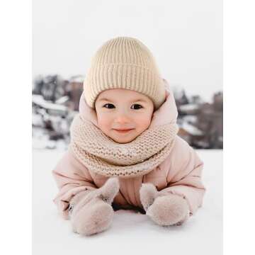 Glooarm 3 Pack Baby Beanie Toddler Boys Girls Beanie Knit Warm Winter Hats Newborn Infant Cuffed Caps, 0-5 Years