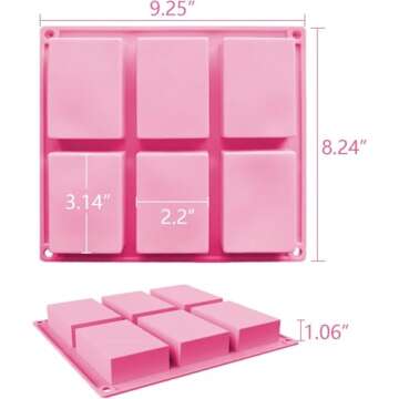OBSGUMU 3 Pack Silicone Soap Molds, 6 Cavities Flower Making Mold, Included Rectangle Shape Supplies...