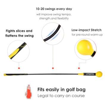 Greatlizard Golf Swing Training Aid Golf Swing Trainer Aid Golf Practice Warm-Up Stick for Strength Flexibility and Tempo Training Golf Golf Swing Aid for Men and Women