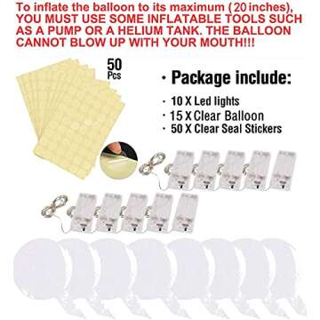 Led Balloons, 15pcs 24inch Clear balloon 10set Light Up Colorful Bobo Balloons Transparent Light Balloons, Weddings, Banquets, Outdoor and Indoor Parties, Anniversary, House Party, Birthday