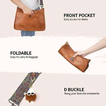 APHISON Crossbody Bags For Women Trendy, Vegan Leather Hobo Handbags Crossbody Purses Shoulder Bucket Bag with 2 Strap Brown