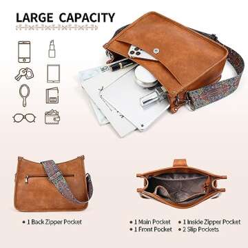 APHISON Crossbody Bags For Women Trendy, Vegan Leather Hobo Handbags Crossbody Purses Shoulder Bucket Bag with 2 Strap Brown