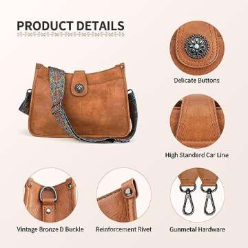 APHISON Crossbody Bags For Women Trendy, Vegan Leather Hobo Handbags Crossbody Purses Shoulder Bucket Bag with 2 Strap Brown