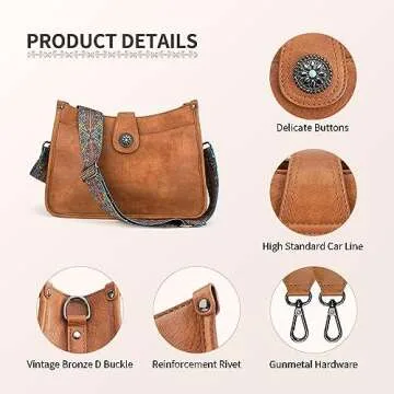 APHISON Crossbody Bags For Women Trendy, Vegan Leather Hobo Handbags Crossbody Purses Shoulder Bucket Bag with 2 Strap Brown