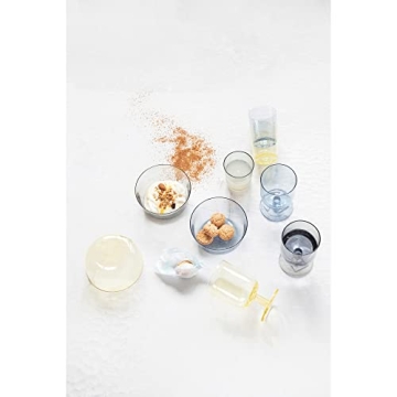 Creative Co-Op Stemmed Bubble, 3 Colors Wine Glass Set, 3" L x 3" W x 5" H, Multicolor