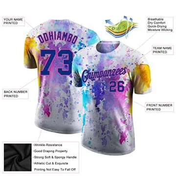 Custom Colorful Baseball Jerseys Sports T-Shirts for Men Women Youth Boys Girls, Personalized Round ...