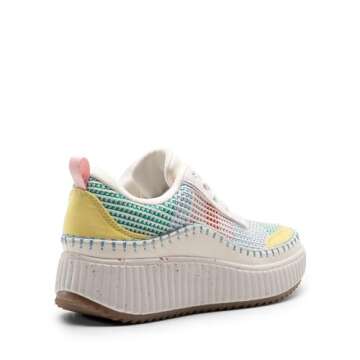DREAM PAIRS Women's Chunky Platform Sneakers in White Rainbow