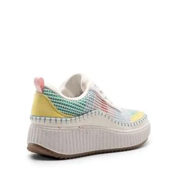 DREAM PAIRS Women's Chunky Platform Sneakers in White Rainbow