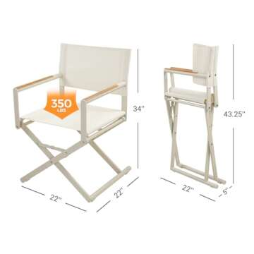 Grand patio Extra-Wide 2-Pack Directors Chairs, Folding Dining Chair Set of 2 with Sling and Woodgra...