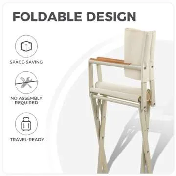 Grand patio Extra-Wide 2-Pack Directors Chairs, Folding Dining Chair Set of 2 with Sling and Woodgrain Armrests, Outdoor, Apricot