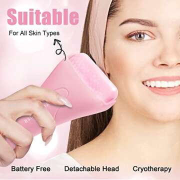 YLTNEUQER Ice Roller for Face & Eye, Ice Face Roller Massager, Facial Skin Care Tools for Reduce Puffiness Migraine Pain Relief (Pink)