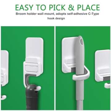 Tinkeep Broom Holder - No Drill Organizer for Mops