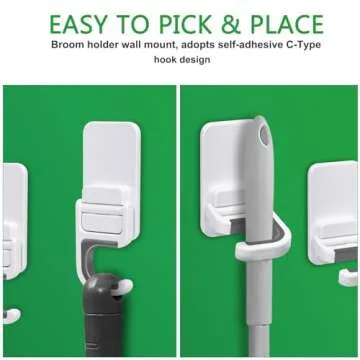 Tinkeep Broom Holder - No Drill Organizer for Mops