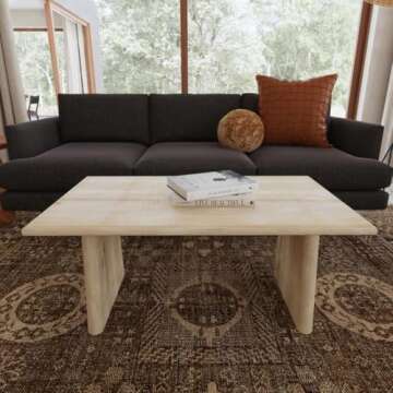 East at Main Indigo Road by Egypt Sherrod Trapezium Mango Wood Coffee Table – Modern Organic Recta...