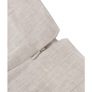 Amazhiyu Womens Pure Linen High Waist Wide Leg Pants with Pockets for Casual Summer Flax, Small