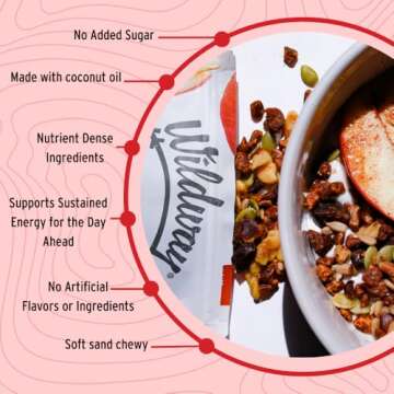 Wildway Keto Granola with Organic Ingredients | Apple Cinnamon | Grain-Free, Gluten-Free Cereal | Vegan, Low Carb & No Sugar Added | Paleo-Friendly, Non-GMO | Nutrient-Rich Fruit & Nut Snack | 8oz