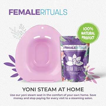 FEMALE RITUALS Yoni Steam Seat Kit with Yoni Steam Herbs (4 Ounce) Steam Bundle - Yoni Steam Seat for Toilet - Yoni Steam Herbs for Cleansing - V Steam - Detox Yoni Pot Steamer for Women