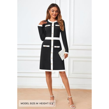 Chic MEROKEETY Long Sleeve Color Block Bodycon Dress