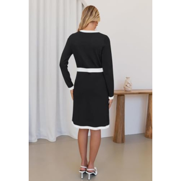Chic MEROKEETY Long Sleeve Color Block Bodycon Dress
