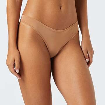 Amazon Essentials Women's Thong Underwear (Available in Plus Size), Pack of 6, Black/Washed Bronze, ...