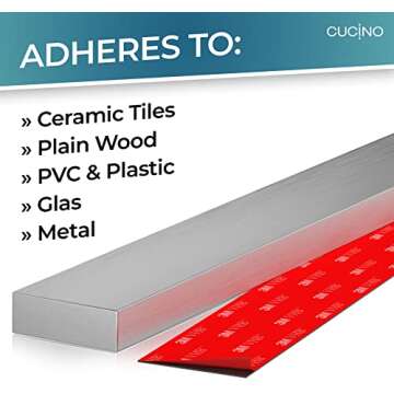 CUCINO Magnetic Knife Holder for Wall 16" No Drilling incl. Self Adhesive Tape - Extra strong Knife Holder - Awarded Knife Magnetic Strip - Made of Stainless Steel