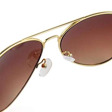 Wodison Classic Kids Sunglasses for Boys Girls Children sunglasses Reflective Metal Frame Gold Frame Brown Lens