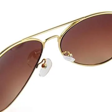 Wodison Classic Kids Sunglasses for Boys Girls Children sunglasses Reflective Metal Frame Gold Frame Brown Lens