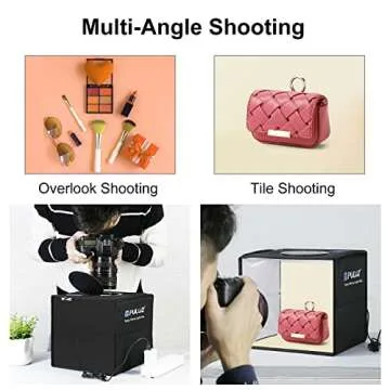 Photo Studio Light Box, PULUZ Mini Folding Lightbox LED Ring Light Portable Photo Box Shooting Tent Box Kit 12 Colors Backdrops USB Light Box Photography for Small Items Photo Booth 9.8 x 9.8