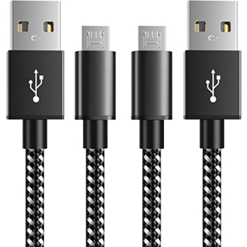 6amLifestyle 10 FT Charging Cables for PS4, Durable Micro USB Braided Cord, 2 Pack Black