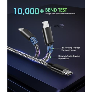 6amLifestyle 10FT Micro USB Charging Cables for PS4