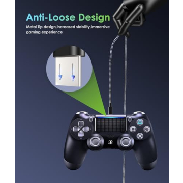 6amLifestyle 10FT Micro USB Charging Cables for PS4