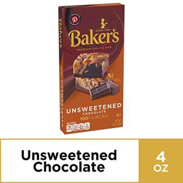 Baker's Premium Unsweetened Chocolate Baking Bar, 4 Ounce (Pack of 12)