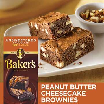 Baker's Premium Unsweetened Chocolate Baking Bar, 4 Ounce (Pack of 12)