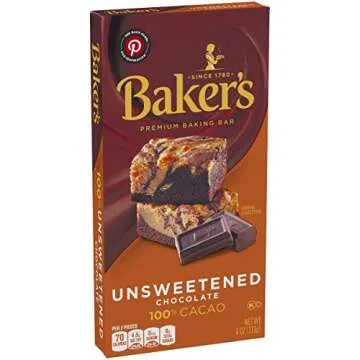 Baker's Premium Unsweetened Chocolate Baking Bar, 4 Ounce (Pack of 12)