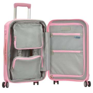 Traveler's Choice Pagosa Indestructible Hardshell Expandable Spinner Luggage, Pink, 2 Piece Set