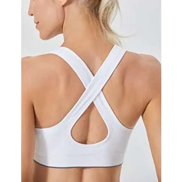 FITTIN Sports Bras for Women Padded: Seamless Cross Back Bras 4 Pack for Workout Yoga