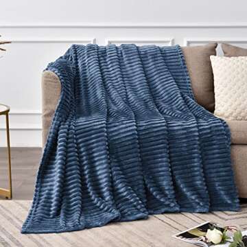 BEDELITE Fleece Throw Blanket for Couch – 3D Ribbed Jacquard Soft and Warm Decorative Fuzzy Blanke...