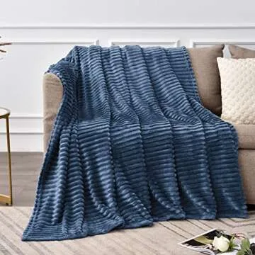 BEDELITE Fleece Throw Blanket for Couch – 3D Ribbed Jacquard Soft and Warm Decorative Fuzzy Blanke...