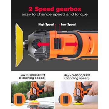 12V Cordless Car Buffer Polisher, 3" Mini Polisher Tool Set with 2 Li-ion Batteries, Charger, and Accessory Kit, Dobetter-DBCAP12