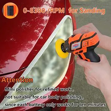 12V Cordless Car Buffer Polisher, 3" Mini Polisher Tool Set with 2 Li-ion Batteries, Charger, and Accessory Kit, Dobetter-DBCAP12