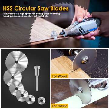 Cutting Wheel Set Compatible with Plastic 44pcs for Rotary Tool, HSS Circular Saw Blades 6pcs, Resin Cutting Discs 20pcs, 545 Diamond Cutting Wheels 10psc with 2 Screwdrivers