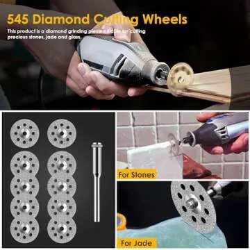 Cutting Wheel Set Compatible with Plastic 44pcs for Rotary Tool, HSS Circular Saw Blades 6pcs, Resin Cutting Discs 20pcs, 545 Diamond Cutting Wheels 10psc with 2 Screwdrivers