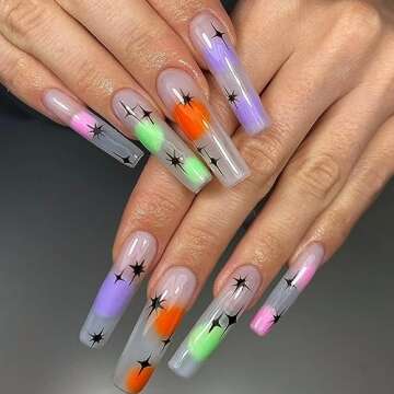 Eseres Star Nail Stickers 12Pcs Metallic Star Nail Decals Gold Star Nail Stickers Shinning Stars Nail Designs Self-Adhesive Nail Stickers for Nail Art