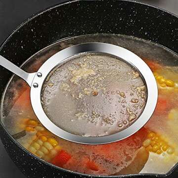 MyLifeUNIT Japanese Hot Pot Skimmer, Stainless Steel Mesh Food Strainer Foam and Grease Fishing Spoon 2.16 X 3.93 X 10.86 inches