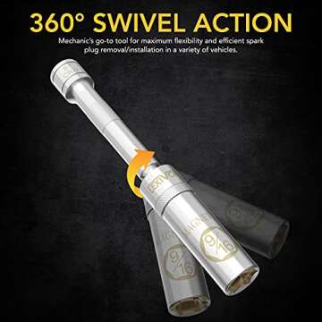 LEXIVON 9/16-Inch Spark Plug Swivel Socket with Magnetic Design - Durable & Flexible