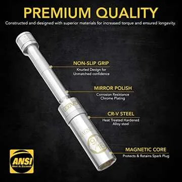 LEXIVON 9/16-Inch Spark Plug Swivel Socket - Magnetic Design